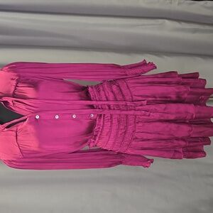Current Air Magenta Pink Flowy And Silky Women's Blouse And Mini skirt Set M